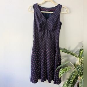 Tommy Hilfiger Navy and Red Patterned Midi Dress